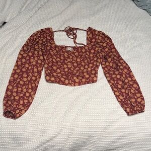 Altar'd State Red and Yellow Floral Blouse